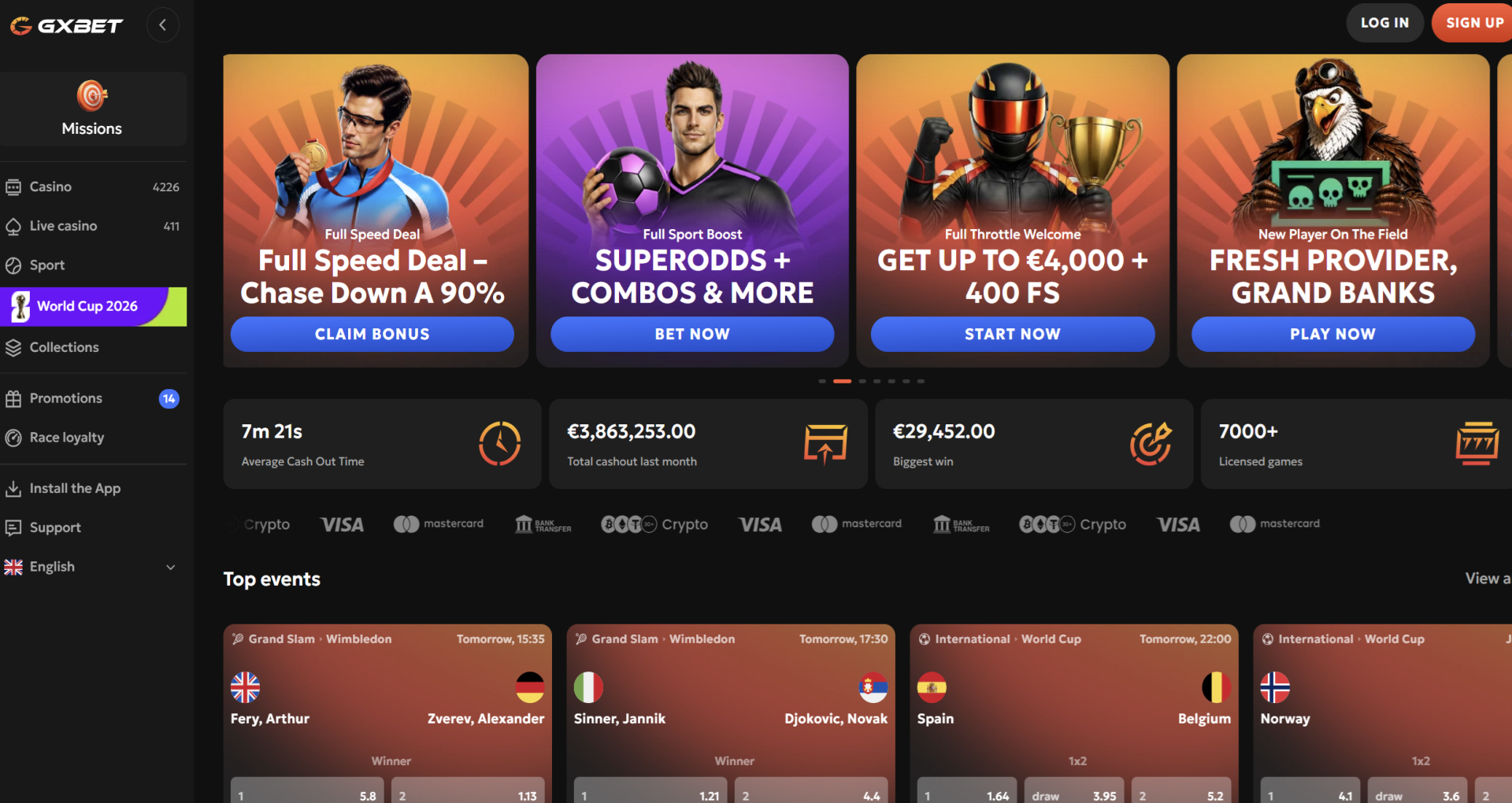 Gxbet Casino website